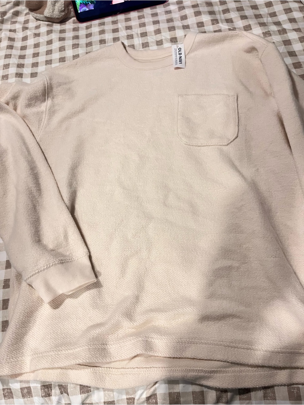 Old Navy woman’s Cream Crewneck Sweater with Pocket
